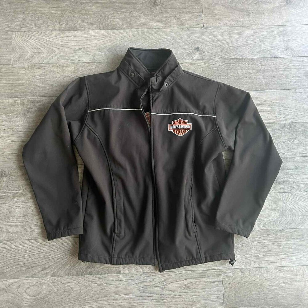 Medium Harley-Davidson Men’s Black Softshell Jacket • Needs Zipper Repair